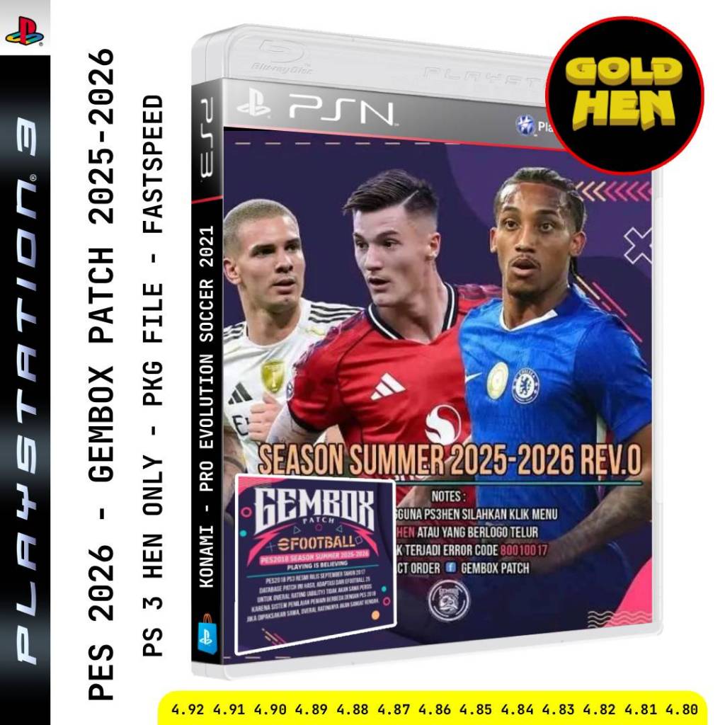 PES2018 Gembox Patch Season Summer 2025-2026 - PS3 HEN ONLY