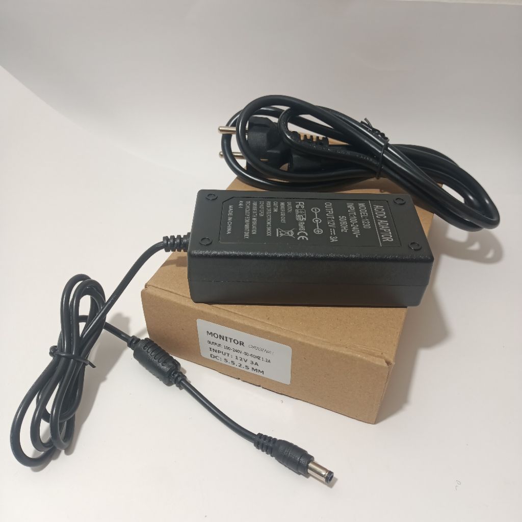 Adaptor Charger Casan Monitor SPC Model SW-31W12SM 19D SM 24HD SM-24HD 12V 3A Bonus Kabel Power