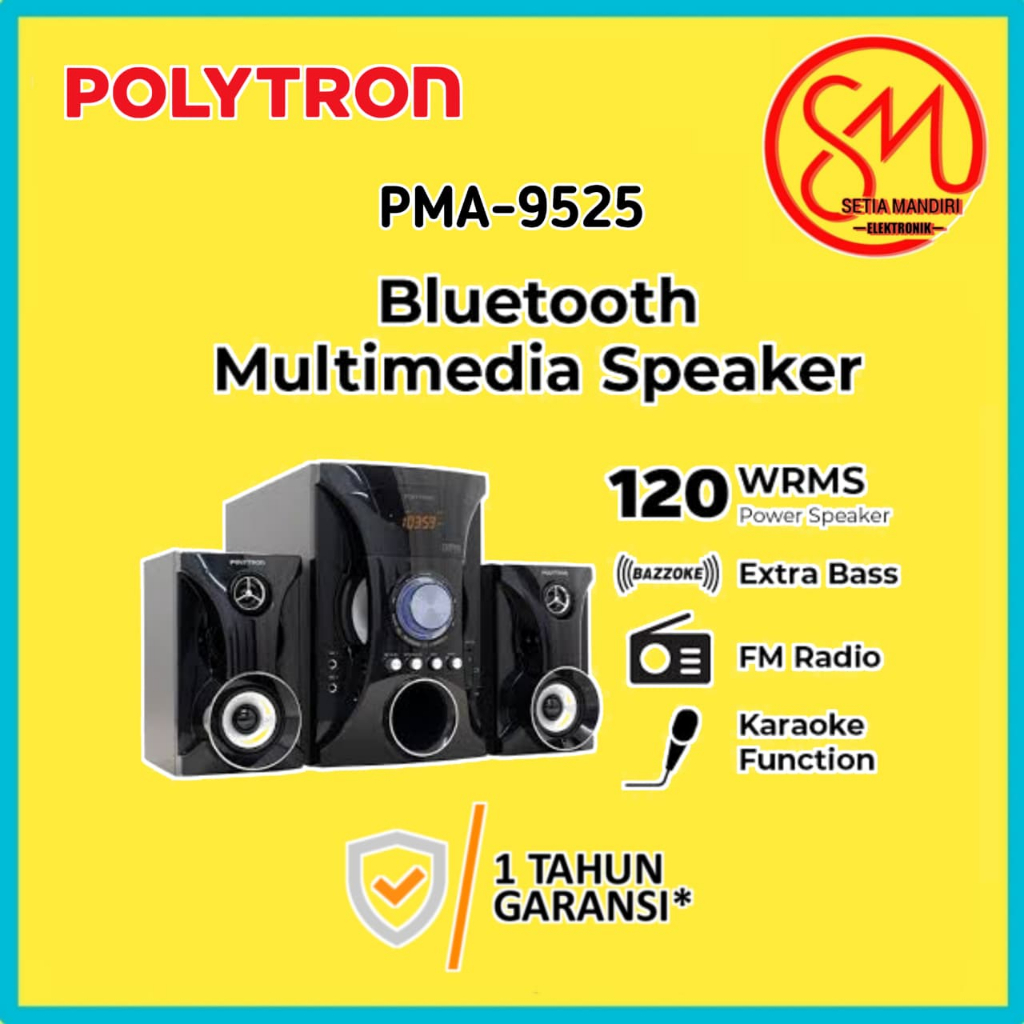 Polytron PMA 9525 Bluetooth Speaker Aktif 2.1 Channel Super Bass Putih/Hitam