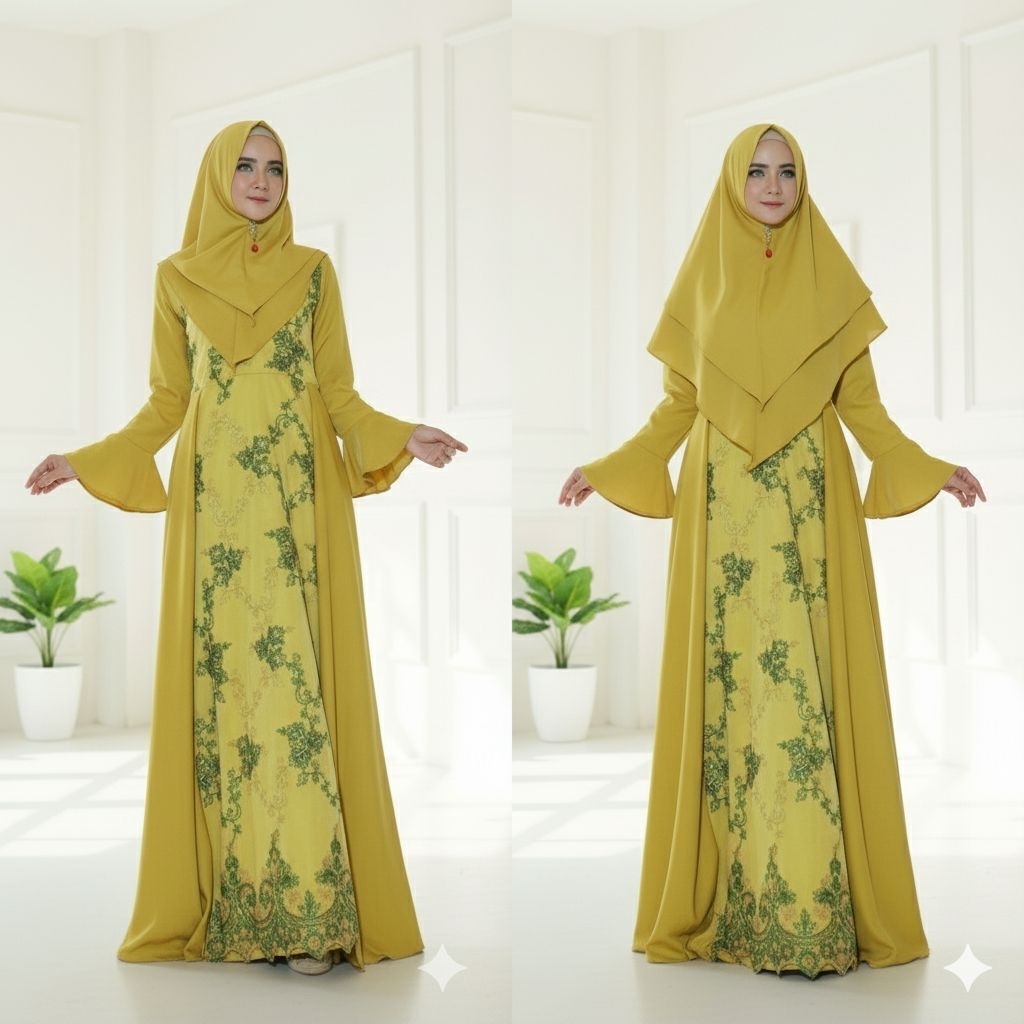 gamis pesta brukat tile kanza lime jumbo by elmeia