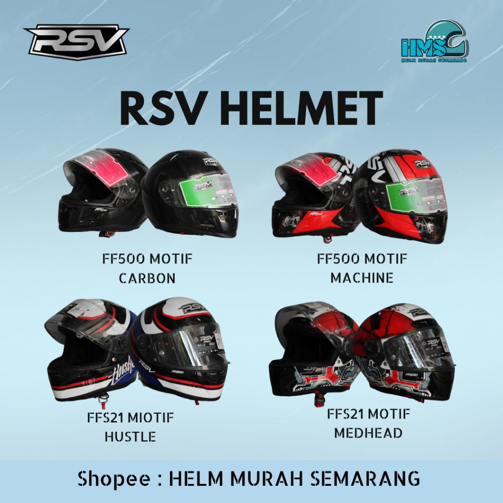 RSV FF500_FFS21_FFC21_FFZERO "SOLID / MOTIF CARBON"  HELM FUL FACE PRIA & WANITA DEWASA ORIGINAL