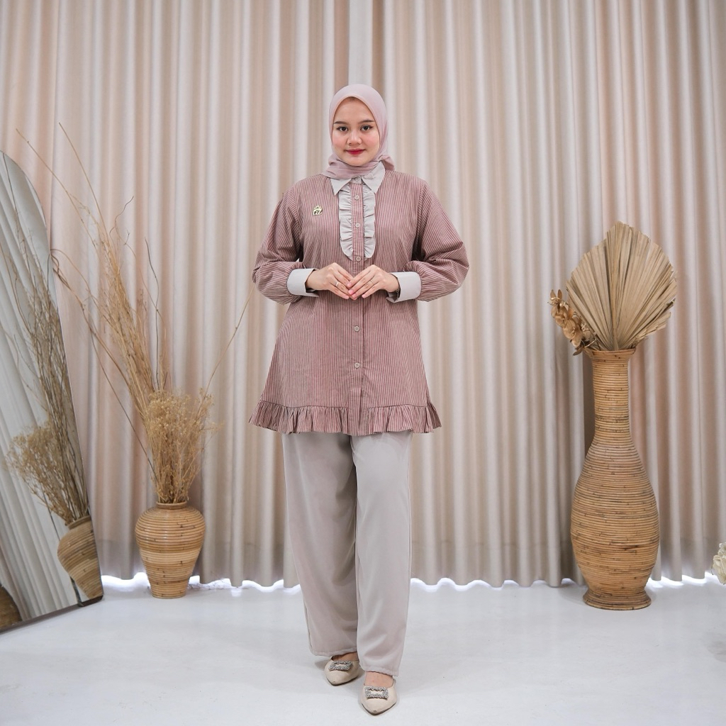 Gwenza - Arshean Setelan Celana Salur - Muslim Wanita