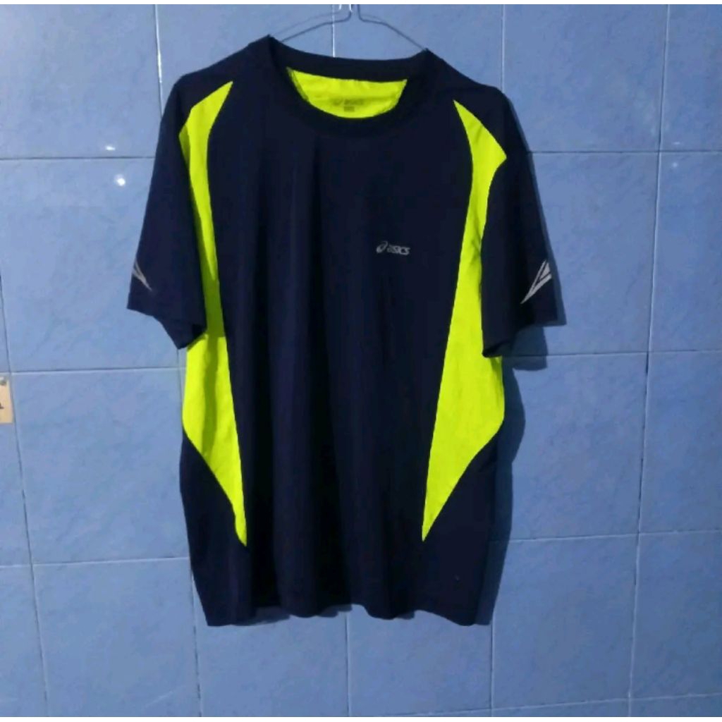 kaos olahraga asics hijau navi