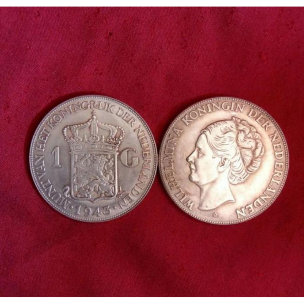 Koin Kuno Nederland Blanda Wilhelmina 1 Gulden
