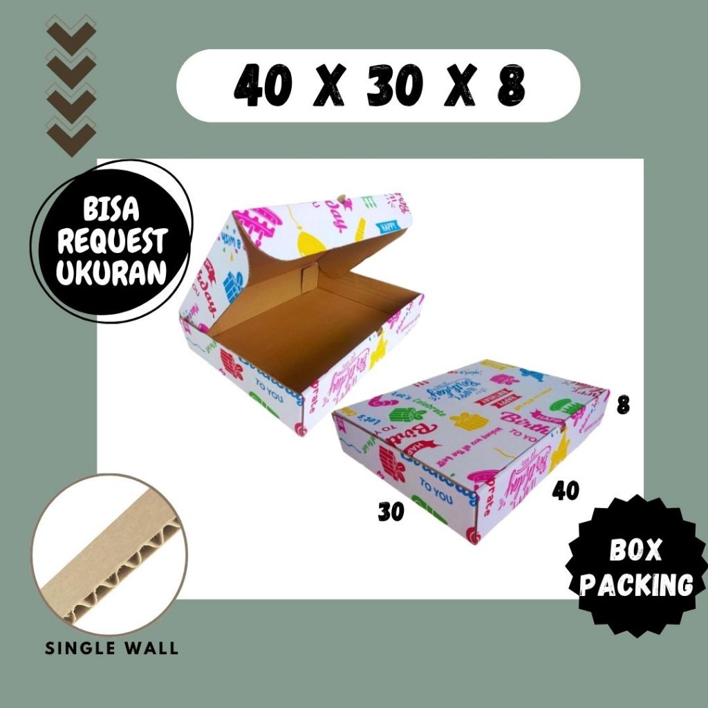 Kardus 40x30x8 LD Box Ultah Kado Happy Birthday Kemasan Kotak Kado Tas Kardus Hampers Jumbo