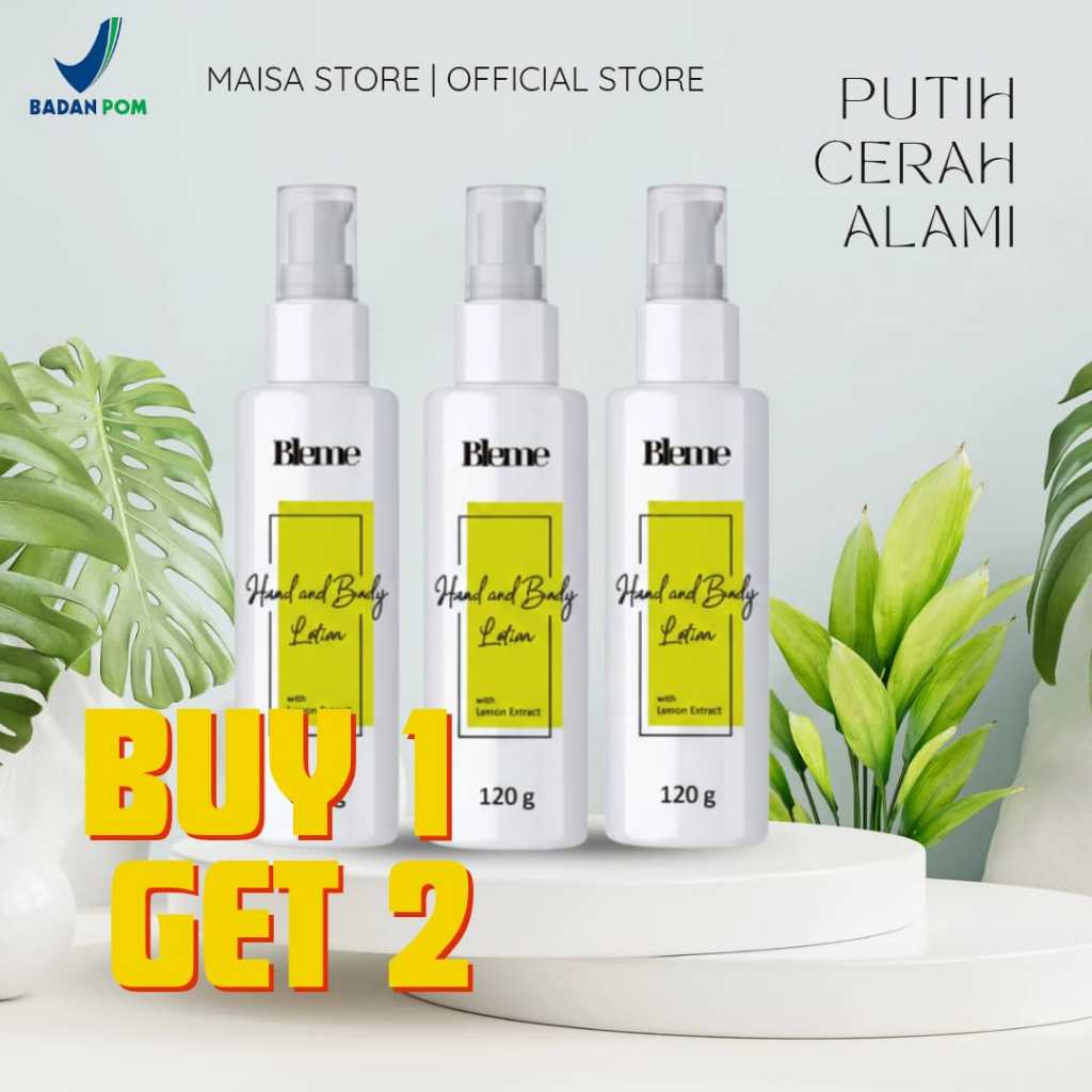 (Promo Buy 1 Get 2) Bleme Hand and Body Lotion 120gr – Lotion Pemutih Tubuh Instan Permanen Lemon Ex
