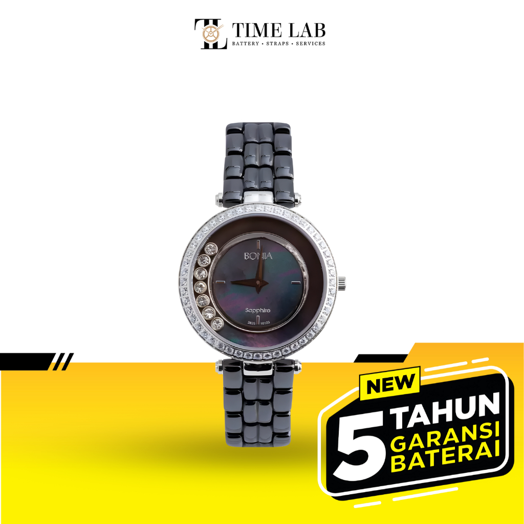 JAM TANGAN WANITA BONIA B10123-2437S ELEGANCE DRESS BLACK CERAMIC ORIGINAL TIMELAB