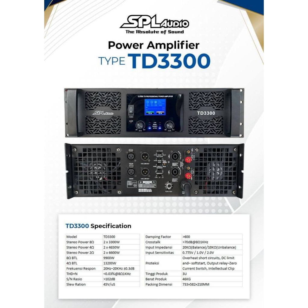 POWER AMPLIFIER SPL AUDIO TD 3300 CLASS TD 2X3300watt