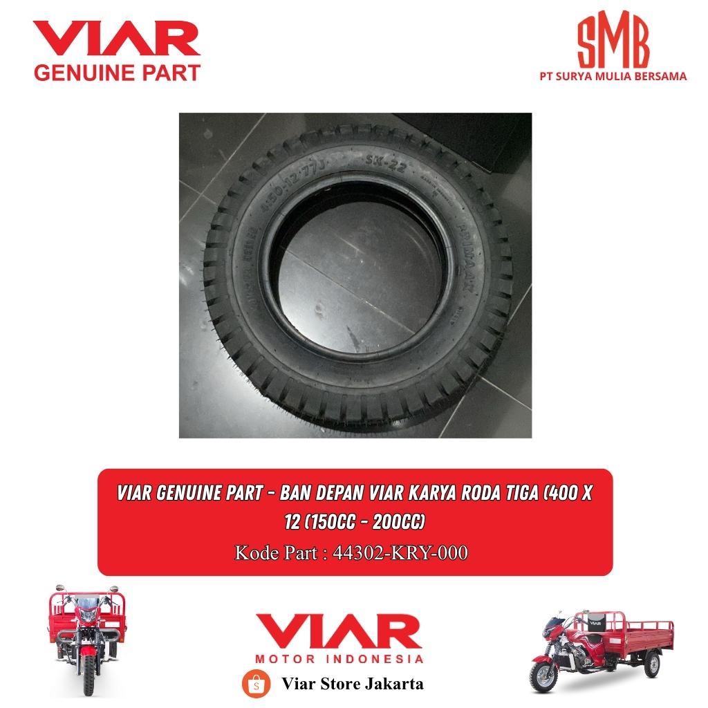 Viar Genuine Part - Ban depan Viar Karya Roda Tiga- 400 x 12 (150cc - 200cc)