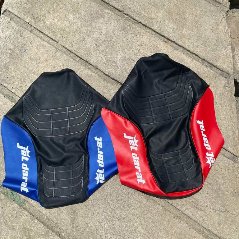 Cover Kulit Jok Motor RX King Jet Darat Press Merah - Biru bahan Tebal