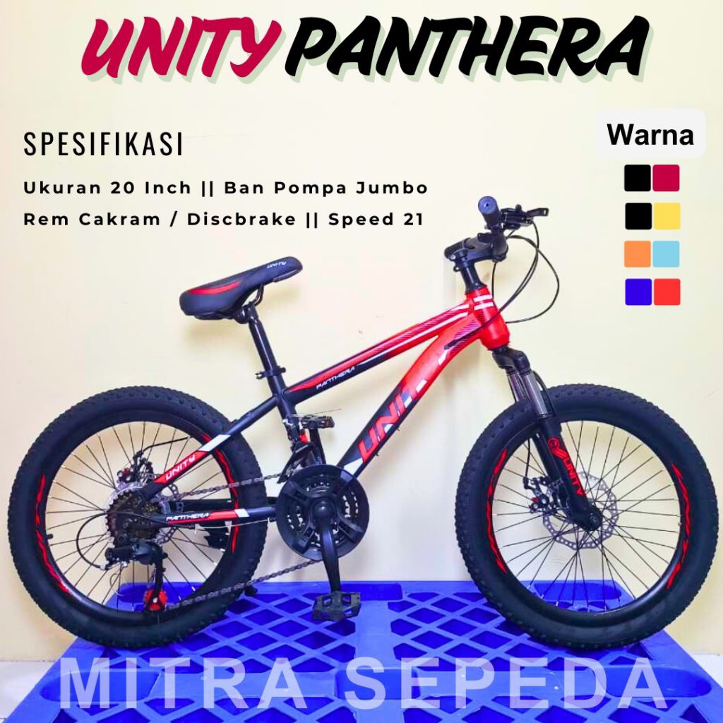 Sepeda Gunung MTB Unity Panthera 20 Inch Rem Cakram Remaja