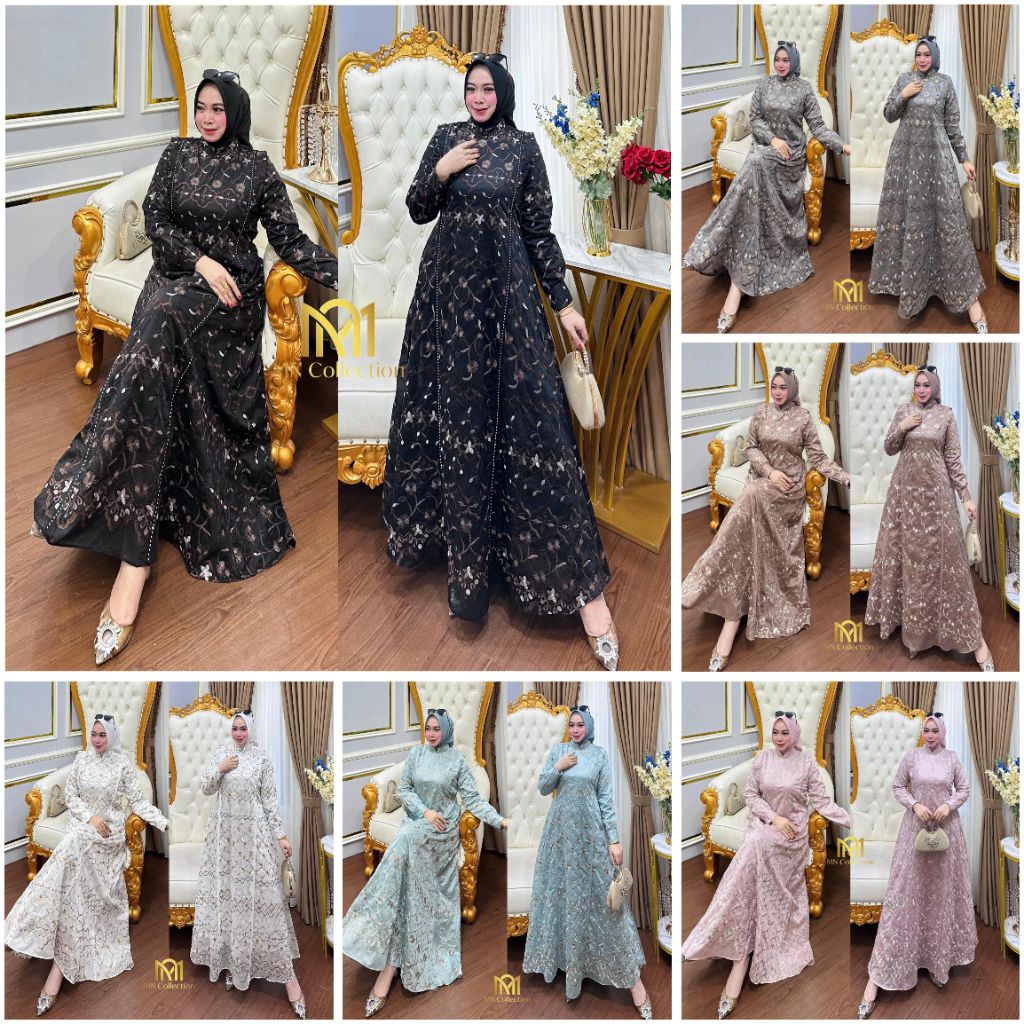 READY STOK/COD/NINA DRESS BY MN COLLECTION/GAMIS TERBARU/GAMIS PREMIUM/GAMIS KEKINIAN/GAMIS PESTA ME