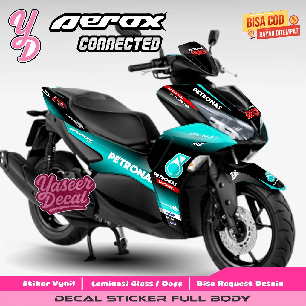 DECAL STICKER TERBARU AEROX 155 CONNECTED 2021 2022  FULL BODY DESAIN PETRONAS