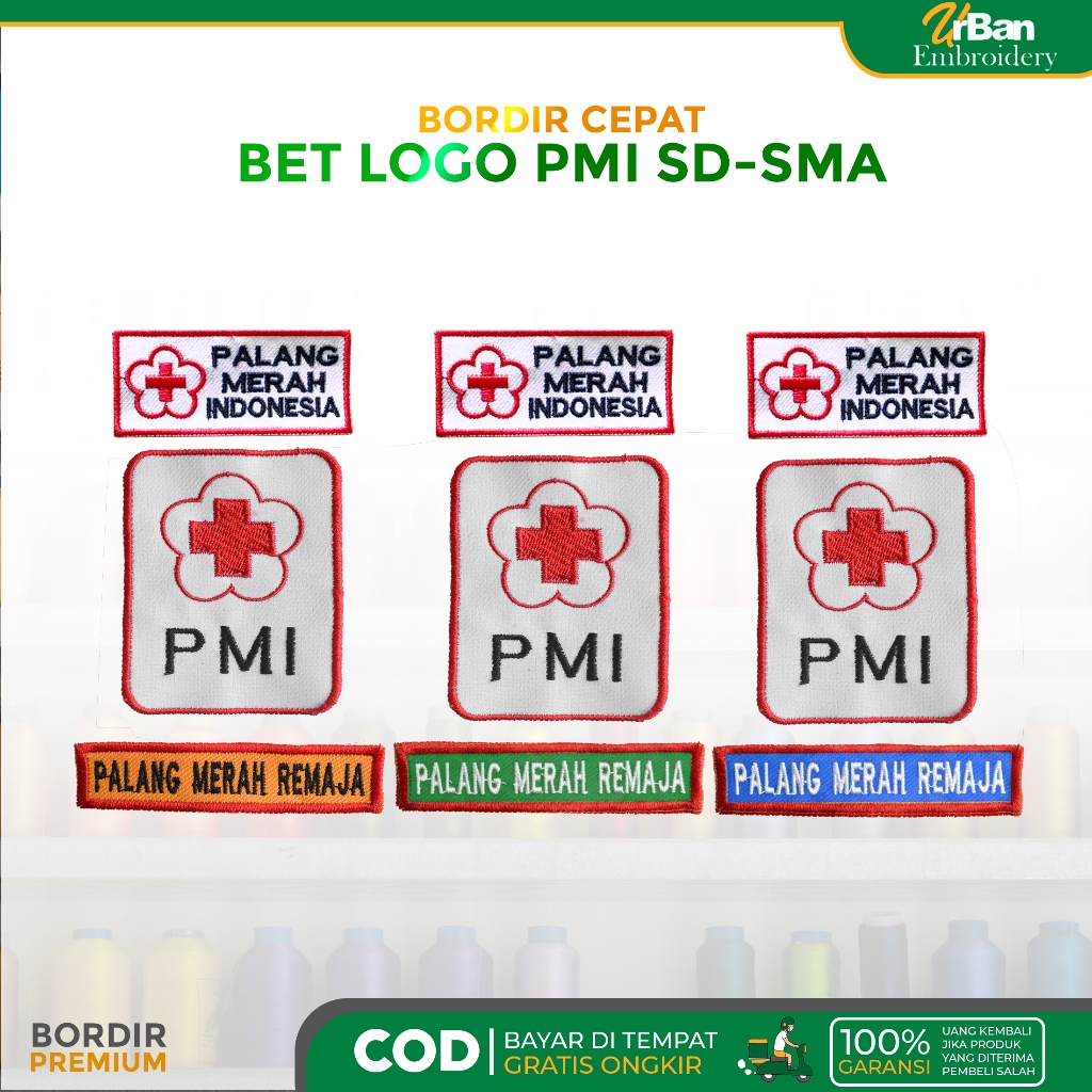 Atribut Seragam PMI Satu Set SD SMP SMA – Bordir Lengkap Logo, Bet Nama Premium
