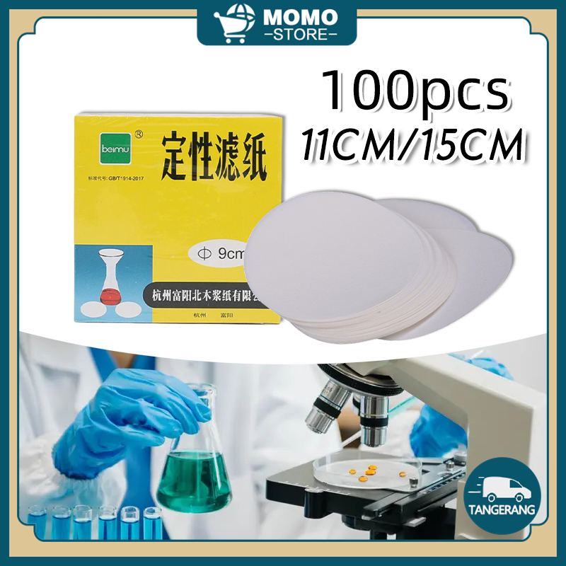 100PCS 11 / 15 cm Kertas Saring Laboratorium Bulat ‌Bahan Serat Katun Kertas Saring Lembaran Untuk A