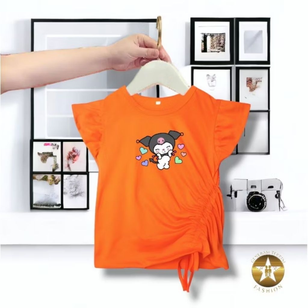 Baju Serut Kuromi | Baju Crop top Kuromi | Kaos Serut Kuromi| Kaos Crop Top Kuromi | Kaos Anak Perem