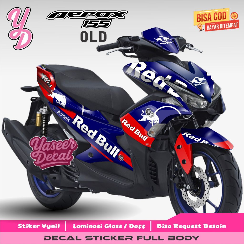 DECAL STICKER TERBARU AEROX 155 OLD  FULL BODY DESAIN REDBULL