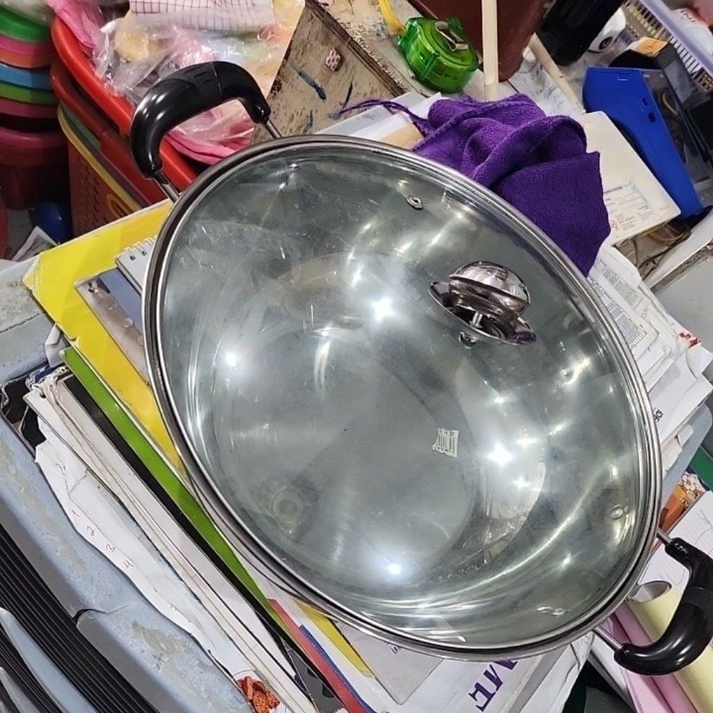 panci steam boat 30cm stainless tutup kaca panci masak stainless hotpot