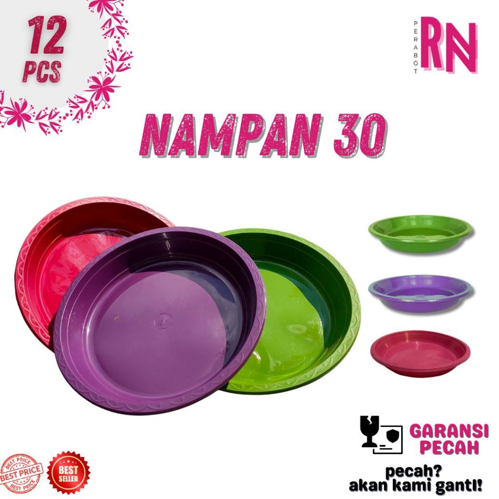[12 PCS] NAMPAN PLASTIK UKURAN 30 BAHAN ELEGEN / NAMPAN / NAMPAN PLASTIK / NAMPAN BULAT / TATAKAN GE
