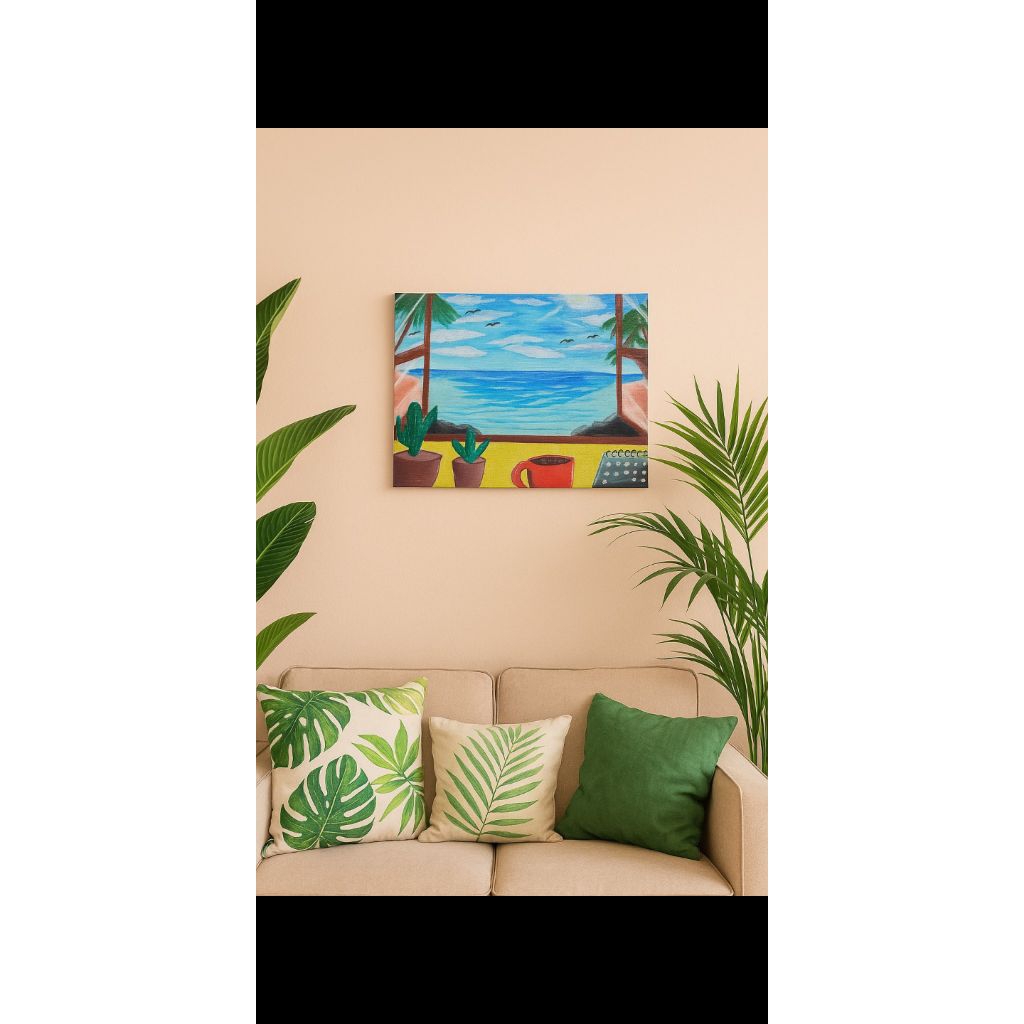 Lukisan kanvas tema pantai