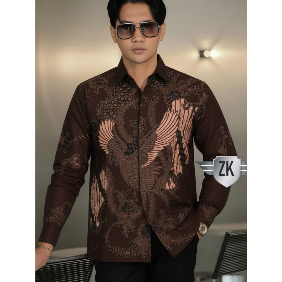 KEMEJA BATIK PRIA LENGAN PANJANG COKLAT MAHOGANY KEMEJA BATIK BEST SELLER MAHOGANY SIZE M L XL XXL
