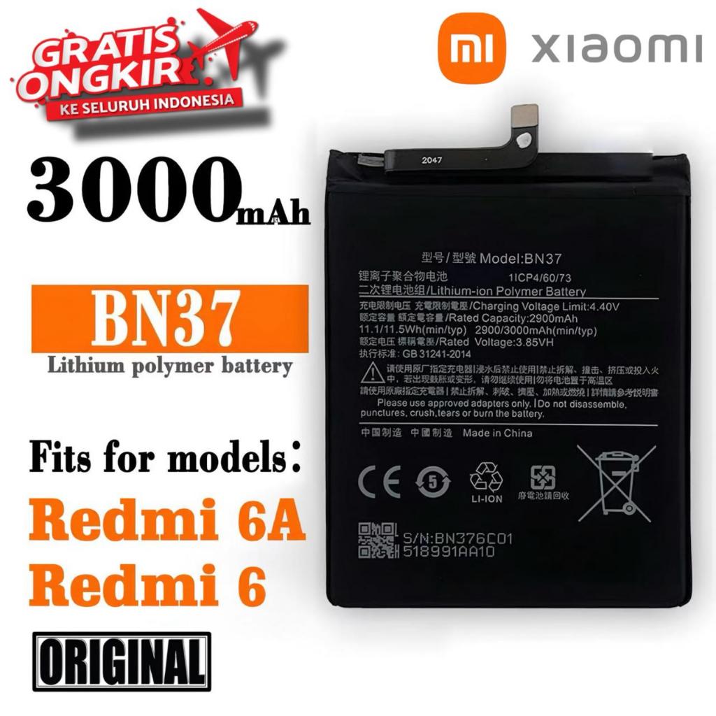 Baterai Original Redmi 6 6A 6Pro BN 37 Battery Batrai Batre Hp
