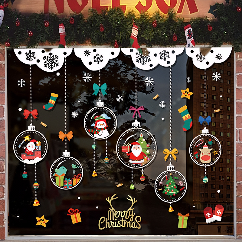 Wallsticker Natal Christmas PVC Sticker Jendela Dekorasi Walsticker Tata Letak Pemandangan Jendela