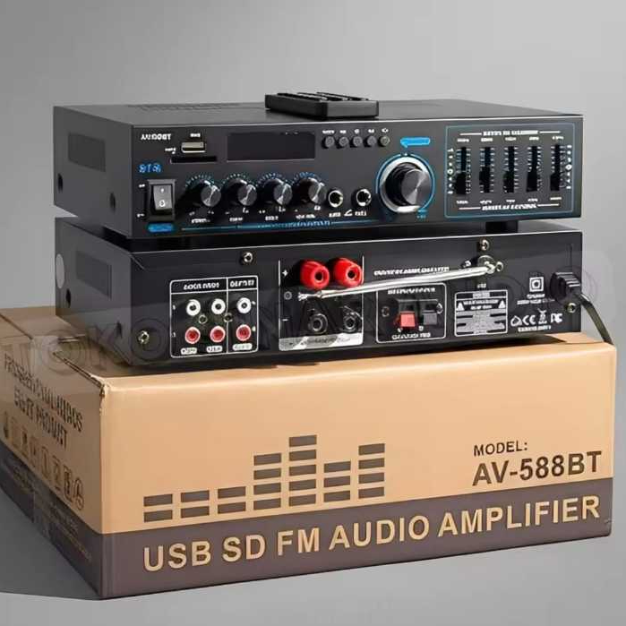 Amplifier FLECO AV-588BT Fitur Komplit Bluetooth / Karaoke / USB / SD Card / Radio FM / Remot | Ampl