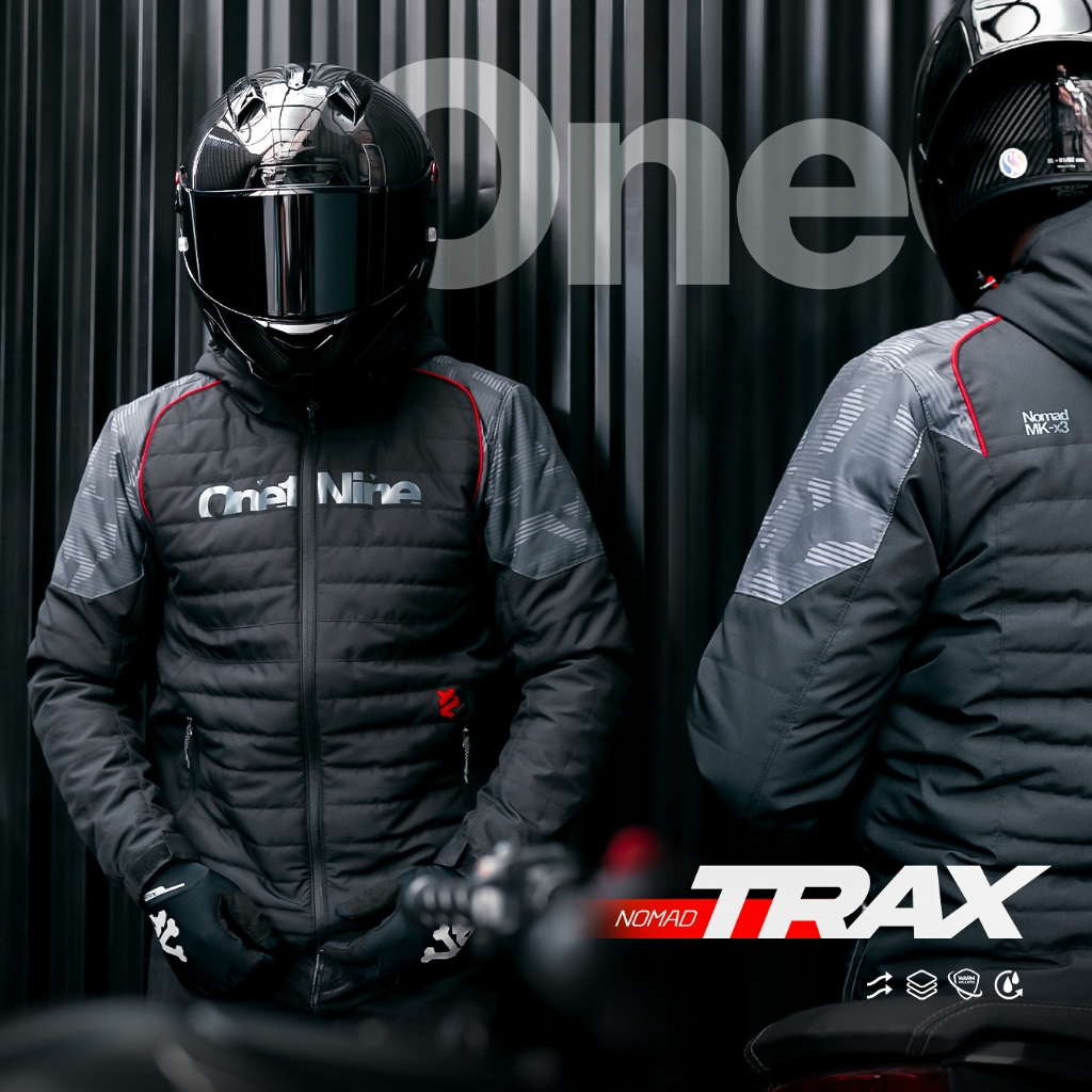 Oneonenine Ksr Jaket Puffer Nomad Trax Black Grey Series - Jaket Gelembung Motor Sport