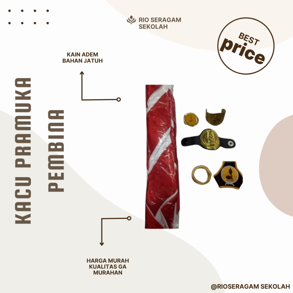 KACU PRAMUKA PEMBINA + Ring kacu bahan SATIN SUPER SNI / HASDUK PRAMUKA JUMBO / KACU PRAMUKA
