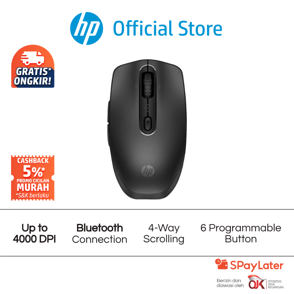 Mouse Wireless HP 690 Rechargeable Up to 4000 DPI Windows 11 Windows 10 macOS ChromeOS Promo Murah G