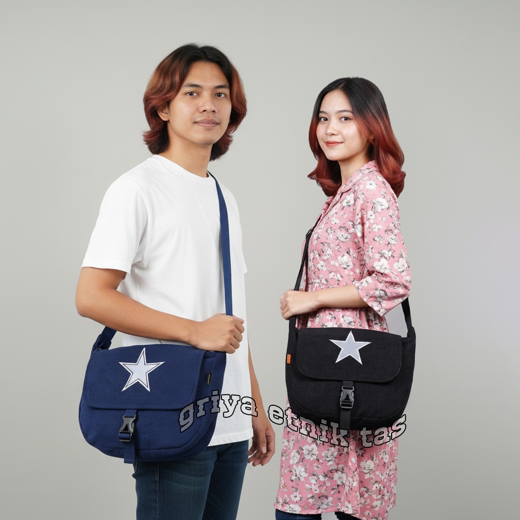 Tas Corduroy Bintang Selempang Soren Selendang Cowok