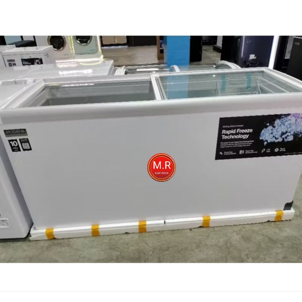 FREEZER BOX MODENA PINTU KACA GESER 560 LITER GARANSI RESMI 10 TAHUN MC-0526
