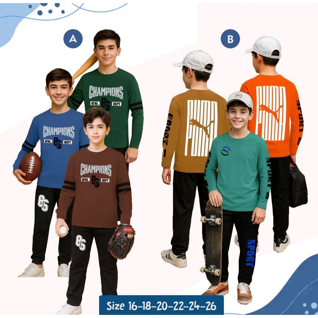 Set Celana Panjang London Kids usia 8-13 tahun