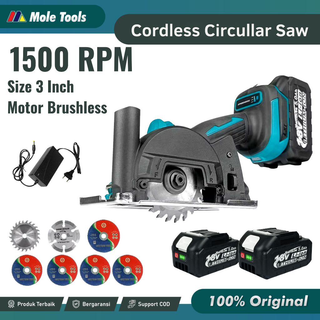 Kamolee Cordless Gergaji Mesin 3 Inch Circular Saw | Cordless Circular Saw Mesin Gergaji Kayu | Mesi