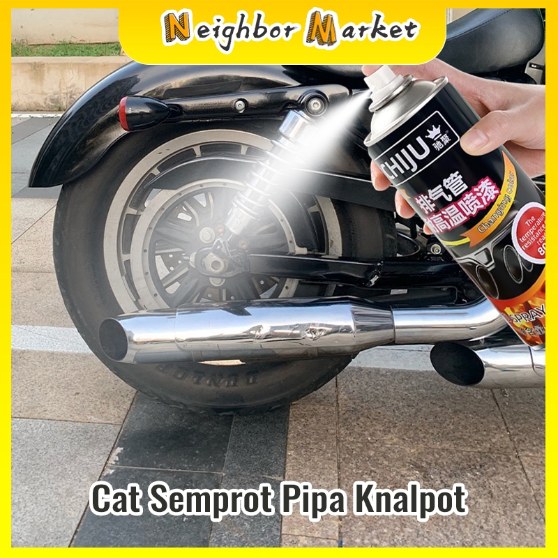 Tahan suhu tinggi 800°C 400ML cat knalpot anti panas Pilox Diton Hi Temp Black Hitam Doff untuk Mesi