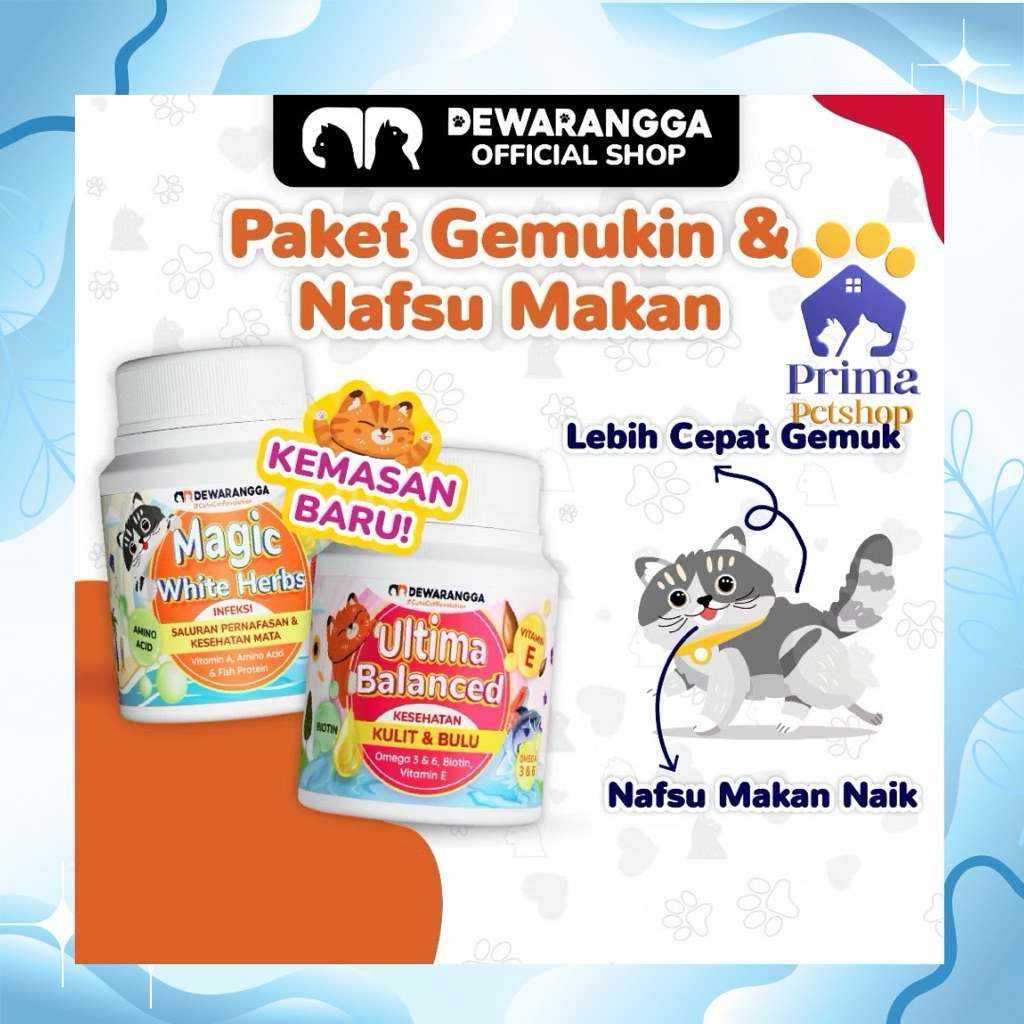 Dewarangga Paket Vitamin Kucing GEMUK & BULU LEBAT untuk Meningkatkan Nafsu Makan, Melebatkan Bulu d