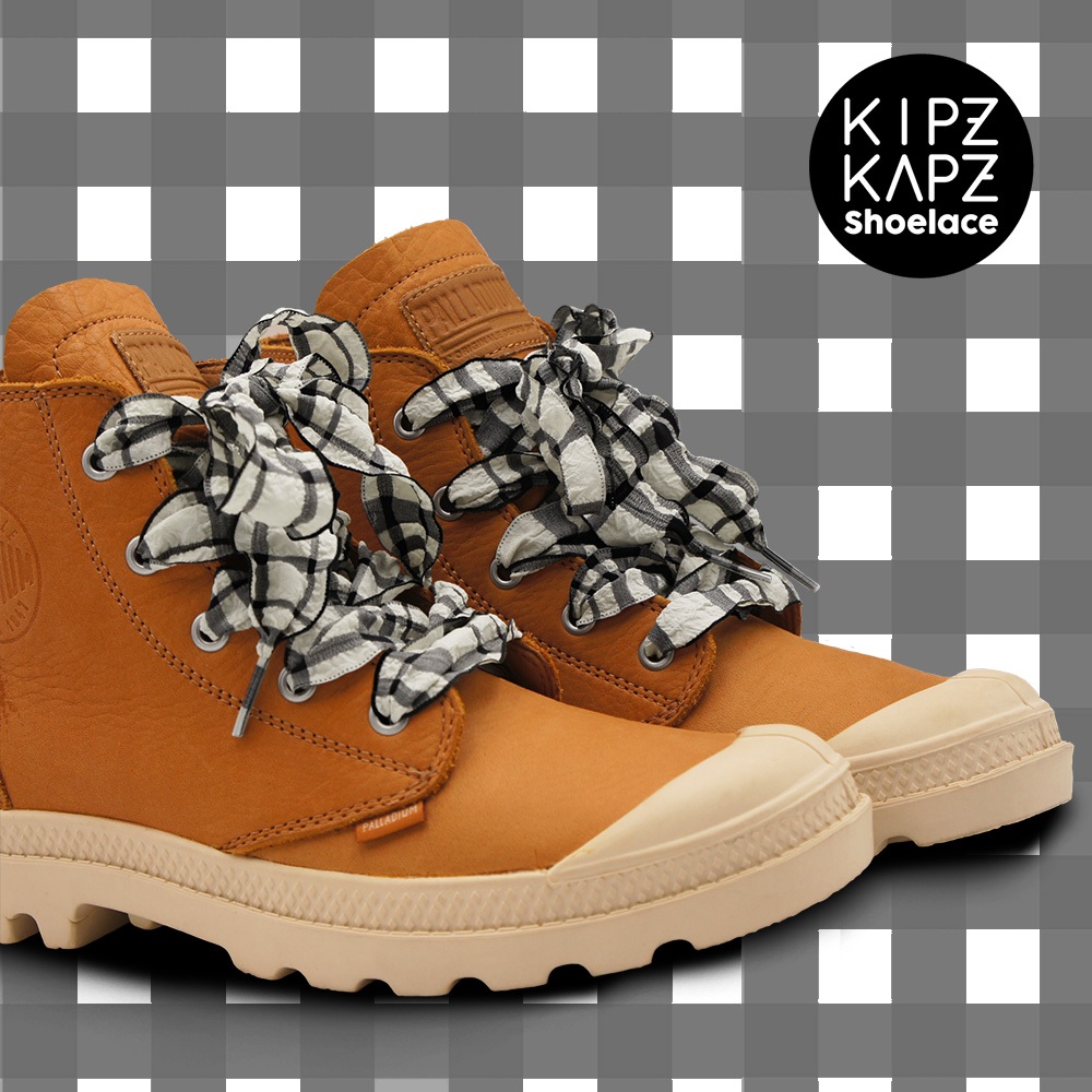 ORIGINAL KIPZKAPZ - Gingham Shoelace Taki sepatu motif gingham kotak-kotak - White Black