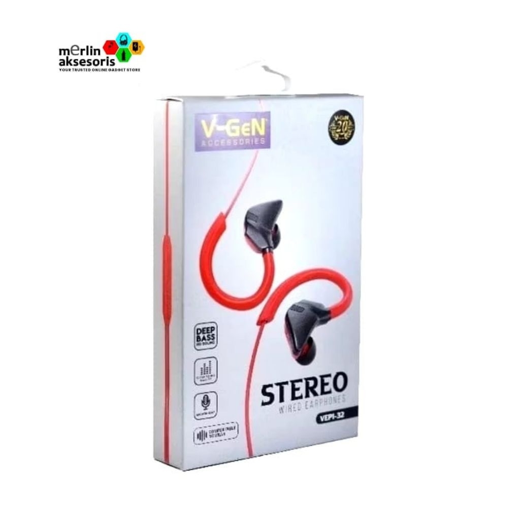 Earphone V-GEN VEP 1-32 stereo wired earphone Deep bass