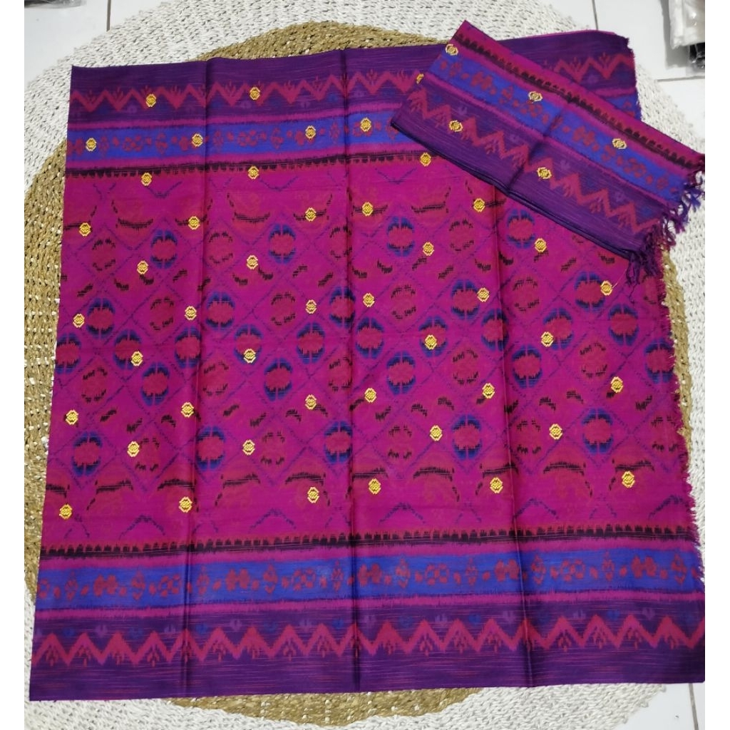 Kamen Lembaran Bahan Katun Endek Motif Trestes Set Selendang/Kamen Endek/Kamen Lembaran