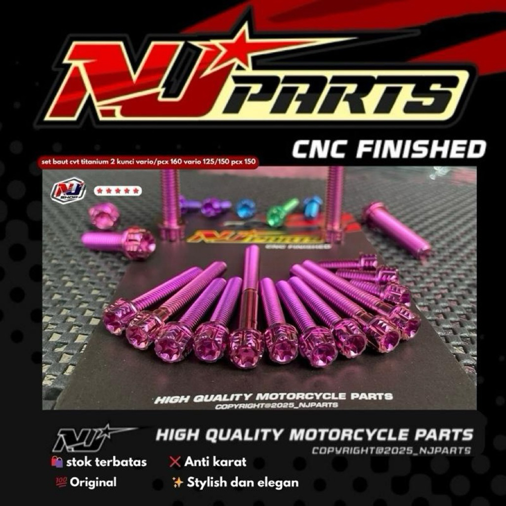 Set baut Cvt model 2 kunci salaya untuk motor vario/pcx 160 vario 125 vario/pcx 150 original titaniu