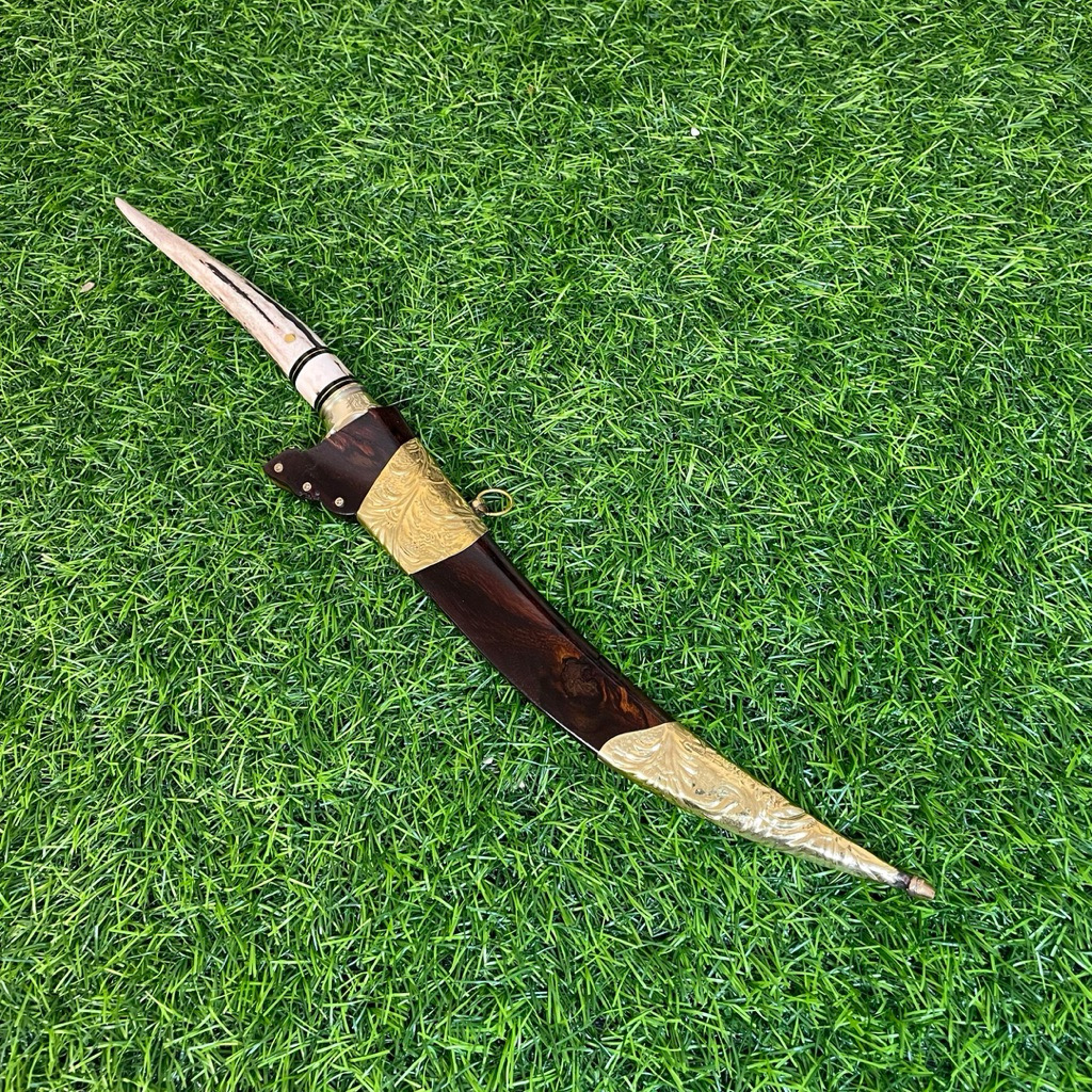 Pisau Sembelih Jagal Zambia Klasik Baja HSS Super Tajam Tanduk Rusa