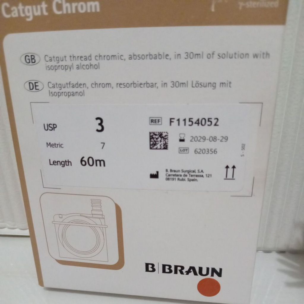 B Braun cat gut chromic 3/Catgut chromic 3/Benang chromic 3/catgut cromic 3 original exp 2029 bulan 