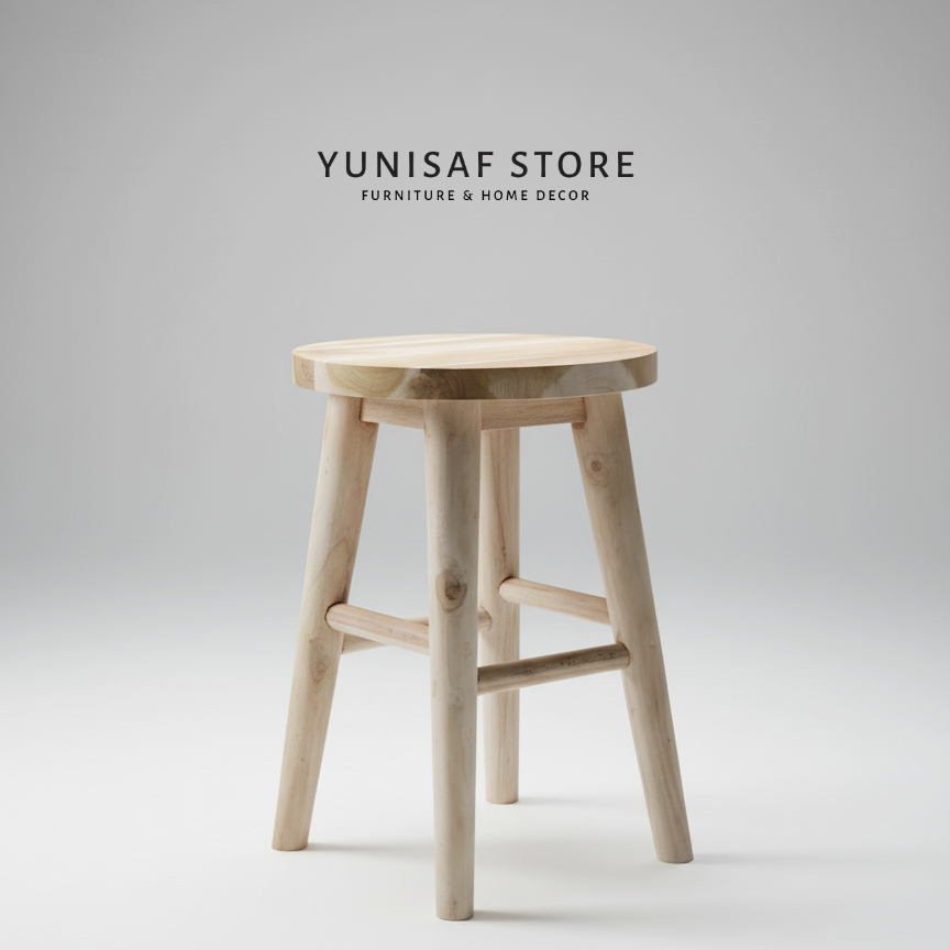 Stool Kayu Jati Bundar