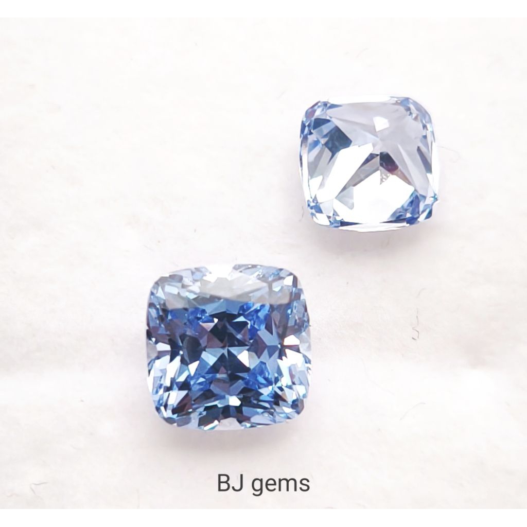 Permata Brilliant CUBIC Zirconia A8 Quality cushion Fancy Blue Diamond 7x7 8x8mm