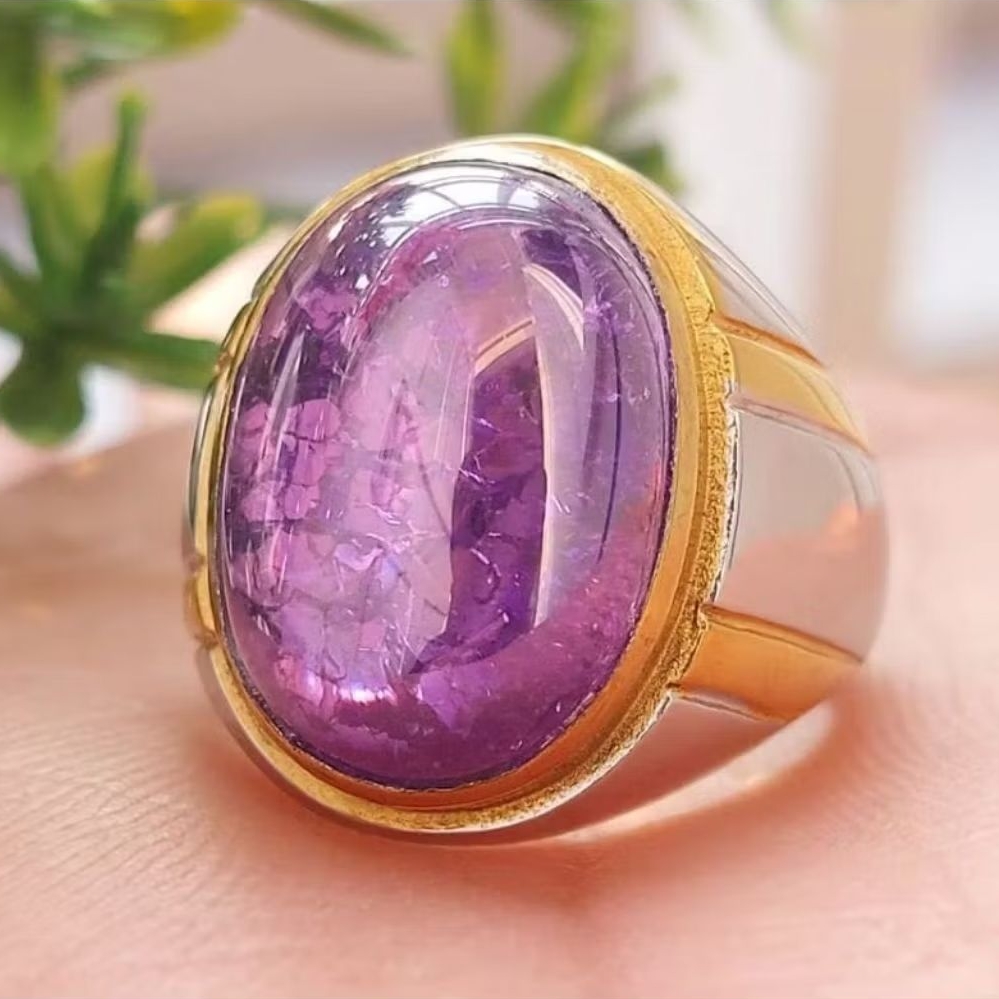 Cincin Batu Akik Kecubung Pecah Seribu Original