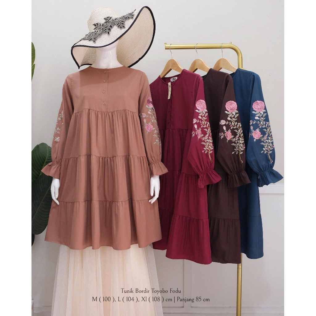 Tunik Katun Ima Toyobo Fodu Bordir Premium | Tunik Wanita Premium | Tunik Wanita Best Seller