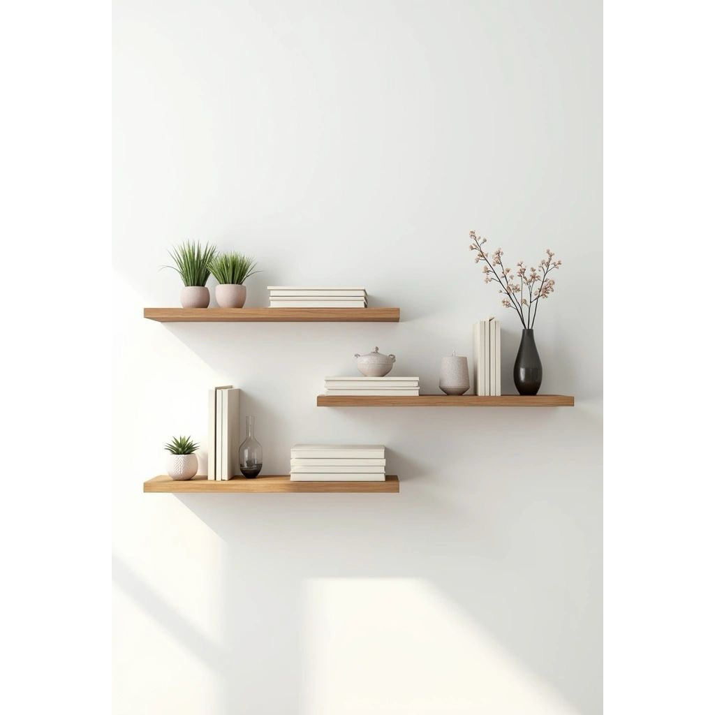 Rak Dinding Tempel Estetik (isi 3)  Kayu Jati Asli Tanpa Sambungan