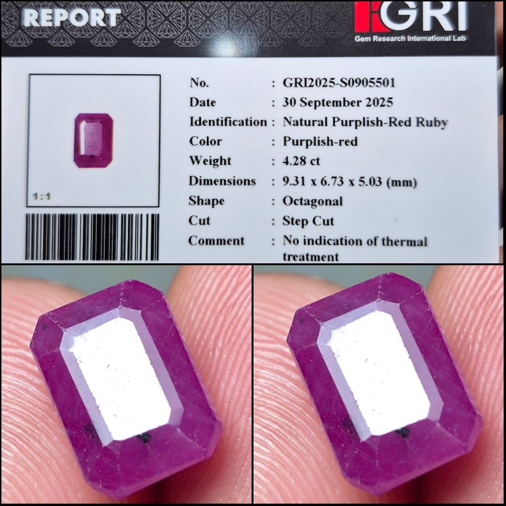 Natural Ruby 4.28 crt Noheated Notreatment NH NTE Memo GRI