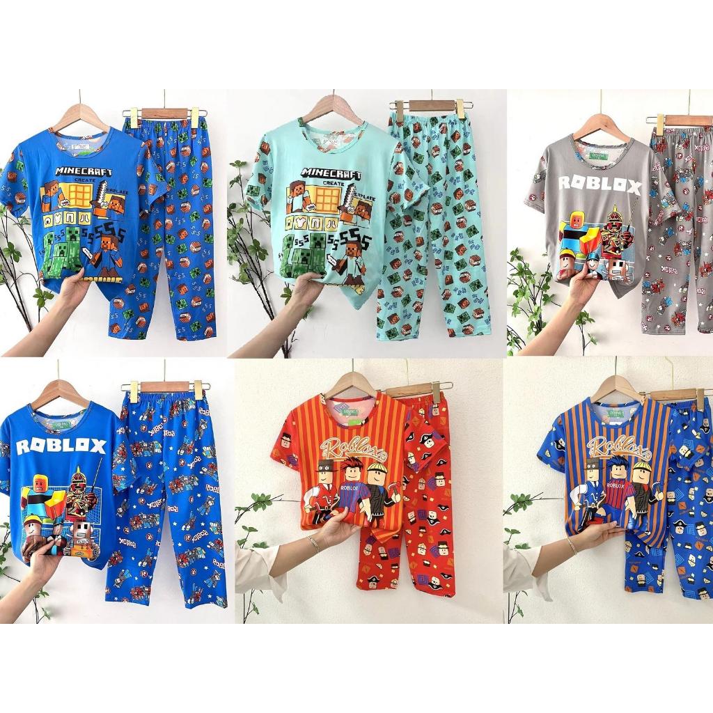 Setelan Baju Tidur Piyama Anak Katun Roblox Minecraft